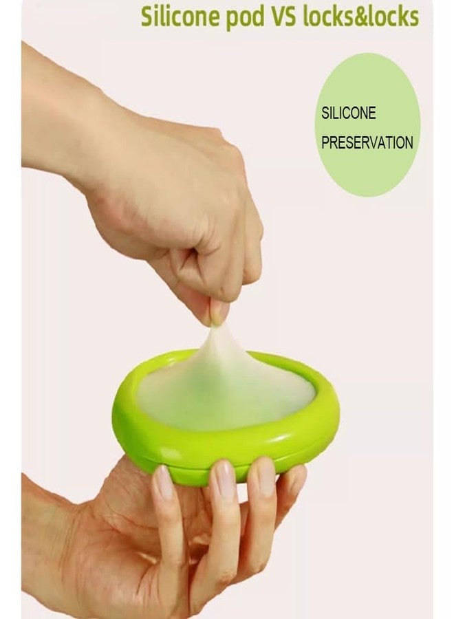 MIXNEX Reusable Avocado & Fruit Saver - 2-Pack Oval Fresh-Keep Containers with Self-Stretch Film Lid, Airtight Fridge Storage for Half Produce, BPA-Free, Dishwasher Safe - Green - Image 3